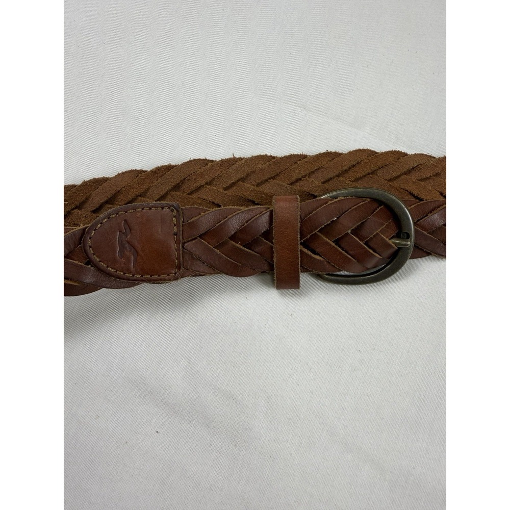 Hollister Braided Leather Belt Brown Boho Casual Medium Womens